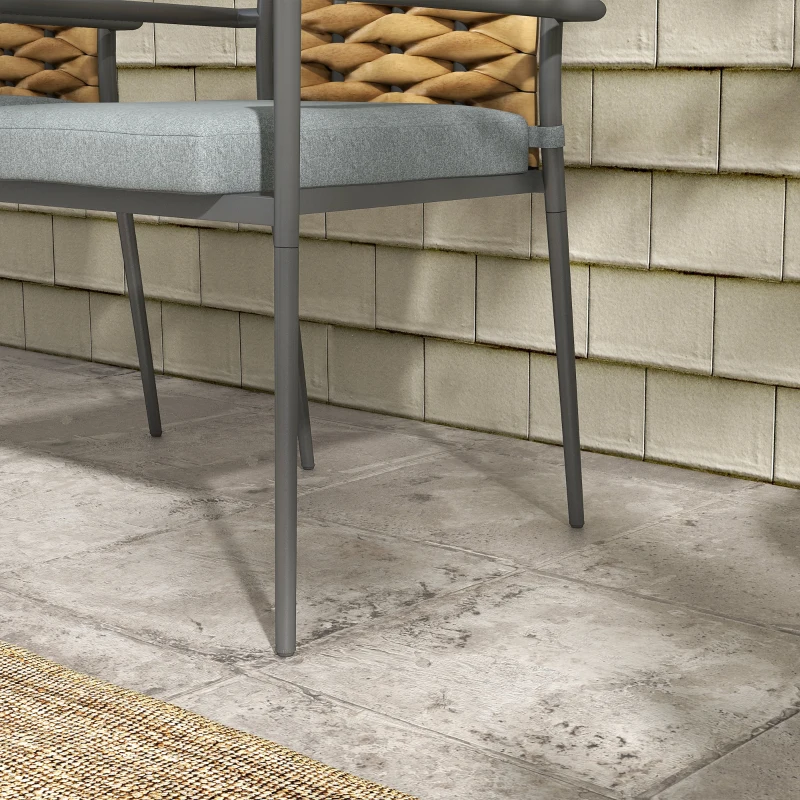 Outsunny Moderne Grijze Tuinstoelen - Weerbestendige Buitenstoelen voor Terras - Afmetingen 57 x 58 x 87cm