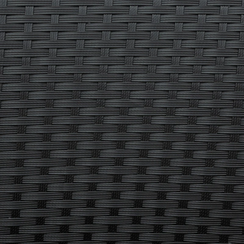 Ensemble salon de jardin modulable en Poly-Rotin avec canapé d'angle, table basse avec plateau en verre et coussins, Noir