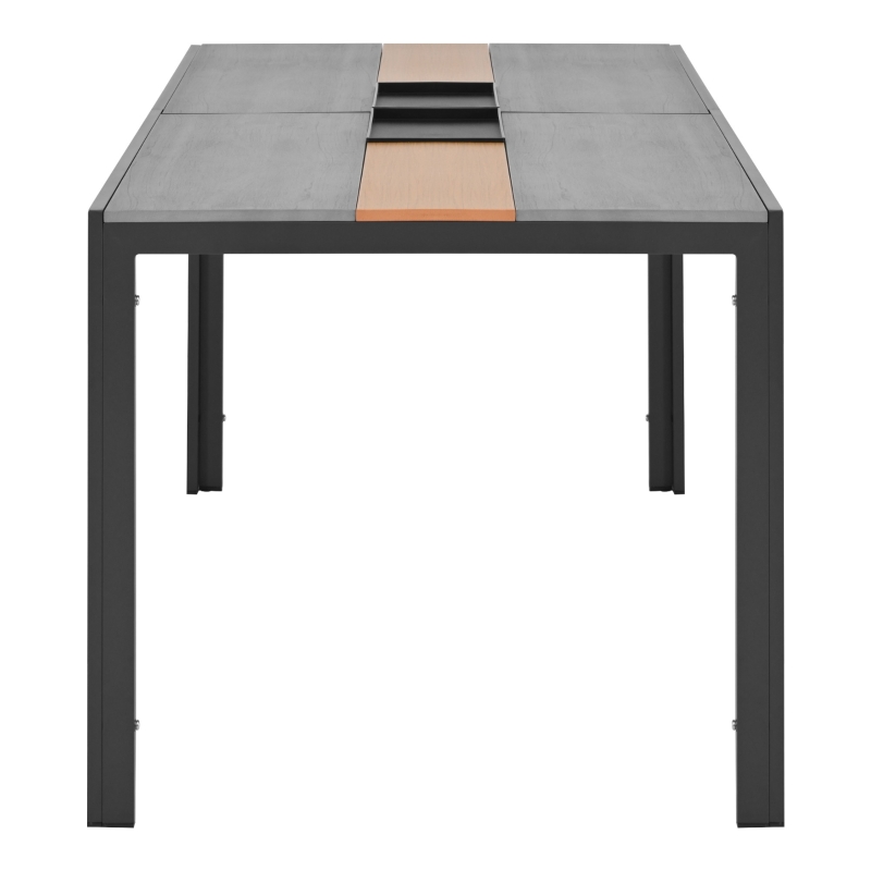 Ensemble de Jardin en Aluminium avec Table et 6 Chaises, Coussins Lavables et Table Effet Bois - Salon de Jardin 6 Places en Aluminium, Gris