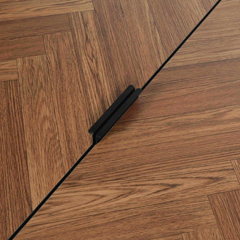 Meuble TV Scandinave avec Rangement et Poignées Coordonnées, Pieds en Fer 90x72x30 cm, Naturel