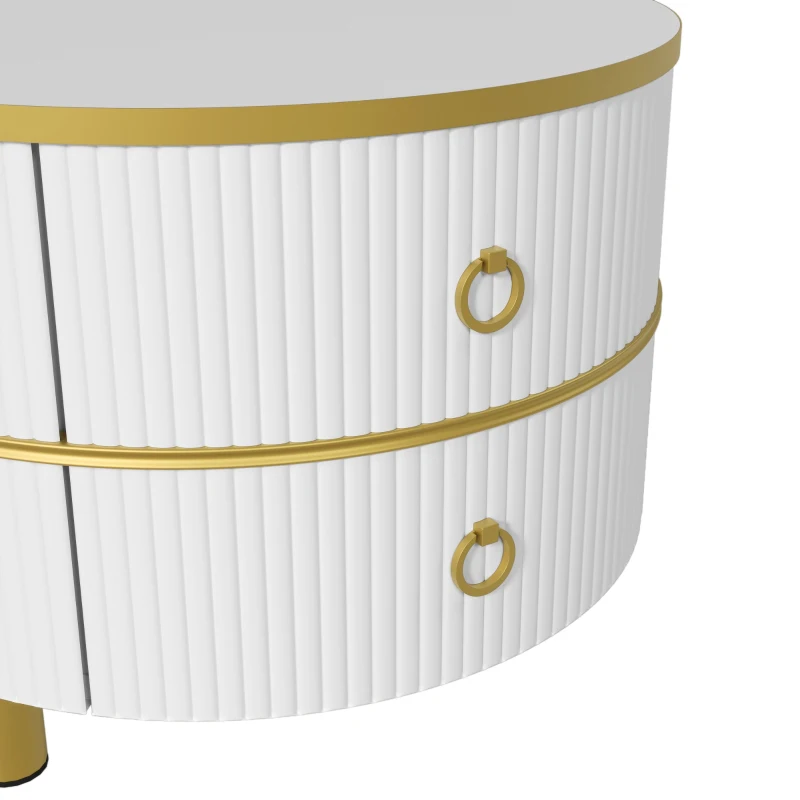 Ensemble de tables basses gigognes en MDF avec plateau brillant et marbre blanc, combinaison pour salon avec 2 tiroirs, Noir