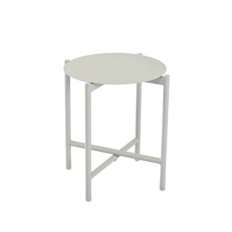 Ensemble de salon de jardin 4 places modulable en acier galvanisé avec canapés et tables basses rondes, Beige