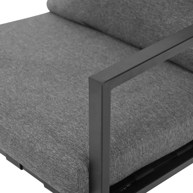 Set pentru exterior 4 piese, sticlă securizată și perne lavabile, Negru