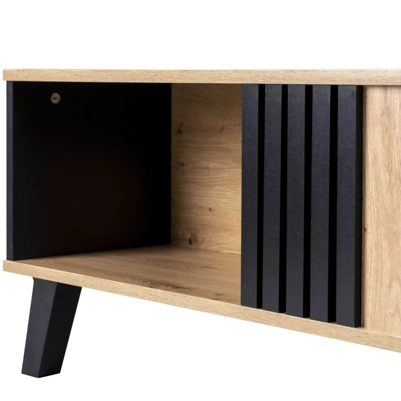 Table basse design en bois multifonctionnelle avec tiroirs 100x60x43 cm en solde, Naturel