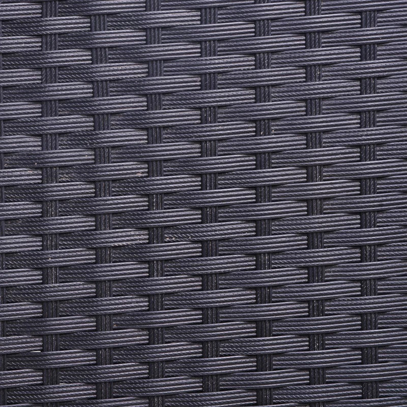 Ensemble salon de jardin modulable en Poly-Rotin avec canapé d'angle, table basse avec plateau en verre et coussins, Noir