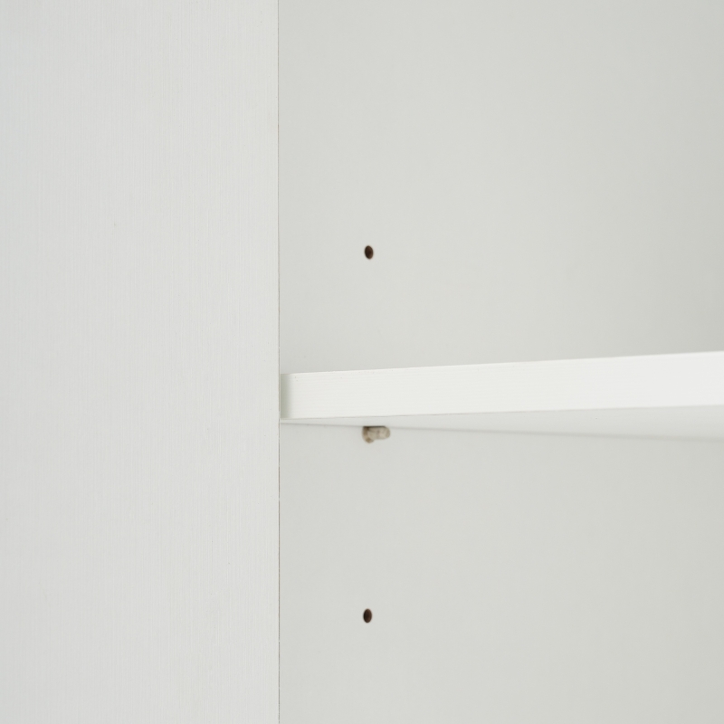 Crédence à Trois Portes avec Portes en Rotin Structuré, Étagères Réglables et Pieds Dorés, Blanc