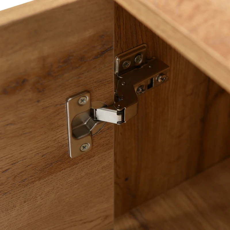 Crédence moderne en bois avec trois portes et étagères, design gain de place, 160x35x76 cm, Bois Naturel