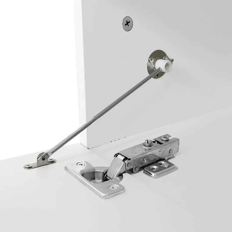 Meuble TV à roulettes avec finition brillante et bande LED blanche, Blanc