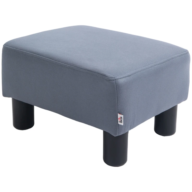 HOMCOM Microfiber Cloth Footstool Footrest Small Seat Foot Rest Chair Ottoman Home Office with Legs 40 x 30 x 24cm Grey