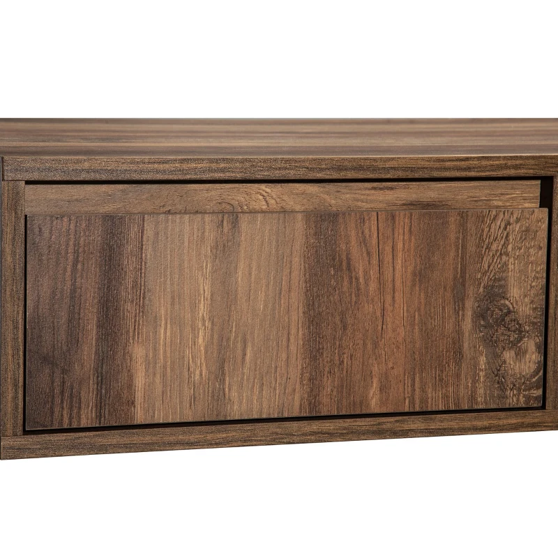 Table basse à grain de bois, Table de salon avec tiroirs, Grands treillis de rangement des deux côtés, Style industriel, Noir+Naturel(m-9)