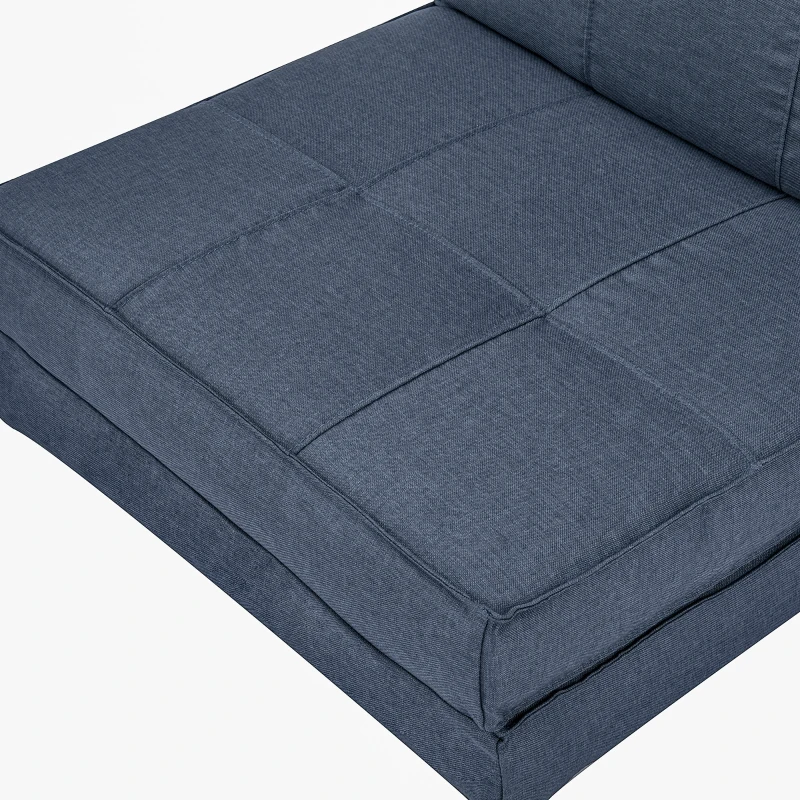 HOMCOM 3-in-1 vloerbank, opvouwbaar, linnen look, donkerblauw, 61 x 73 x 58 cm