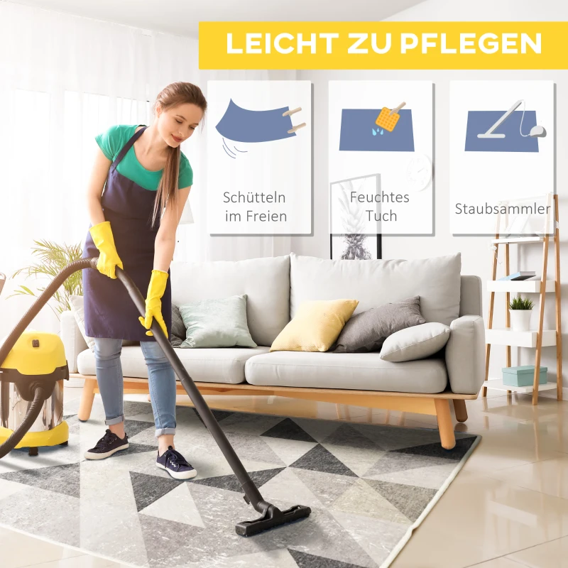 HOMCOM vloerkleed in trendy design met geometrische vormen grijs+zwart 120 x 170 cm
