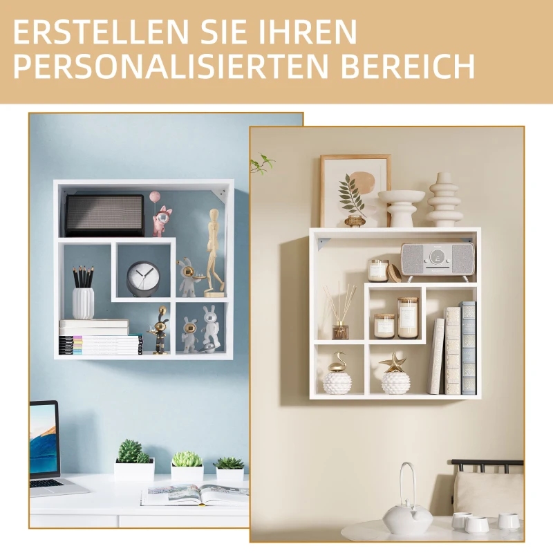 HOMCOM Wandregal, schwebendes Regal, Bücherregal, 60 x 25 x 60 cm, Weiß