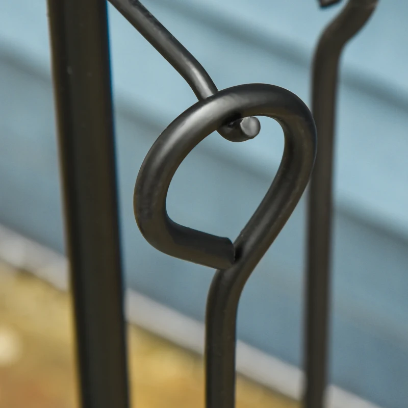 Outsunny 5-delige kachelset haardenset set haardgereedschap binnenhaardaccessoires haardkachelbestek smeedijzeren bestek gereedschap metaal zwart 20 x 20 x 82,5 cm