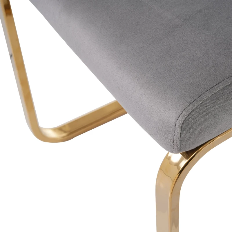 Set di 2 Sedie Imbottite in tessuto effetto velluto con Design a Diamante sul Retro, Beige