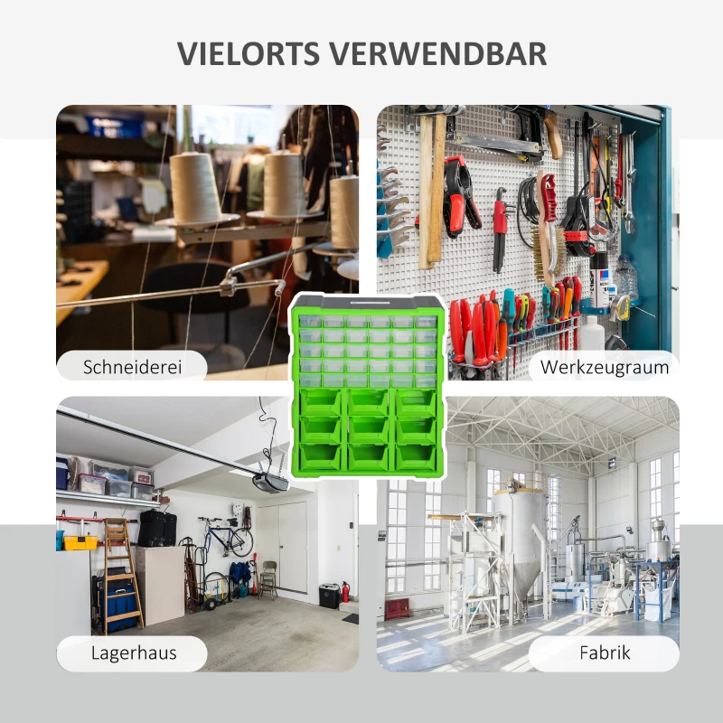 sorteerbox 39 vakken magazijn voor kleine onderdelen onderdelendoos bewaardoos groen