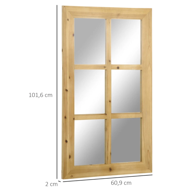 HOMCOM Spiegel in Fensteroptik 101,6 cm x 60,9 cm x 2 cm MDF-Holz Tannenholz Spiegelglas