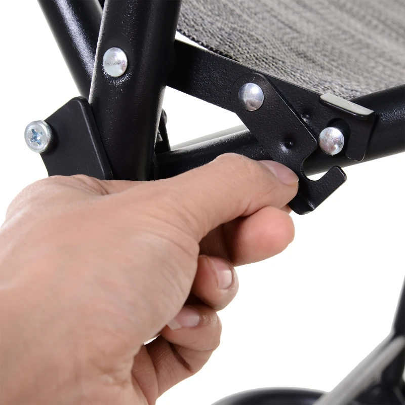 Outsunny Schaukelstuhl, Klappbare Schaukelliege, Gartenliege, Schwungliege, Schaukelsessel mit Kopfkissen, Stahl + Texteline, Grau bis 120 kg 90 x 64 x 110 cm