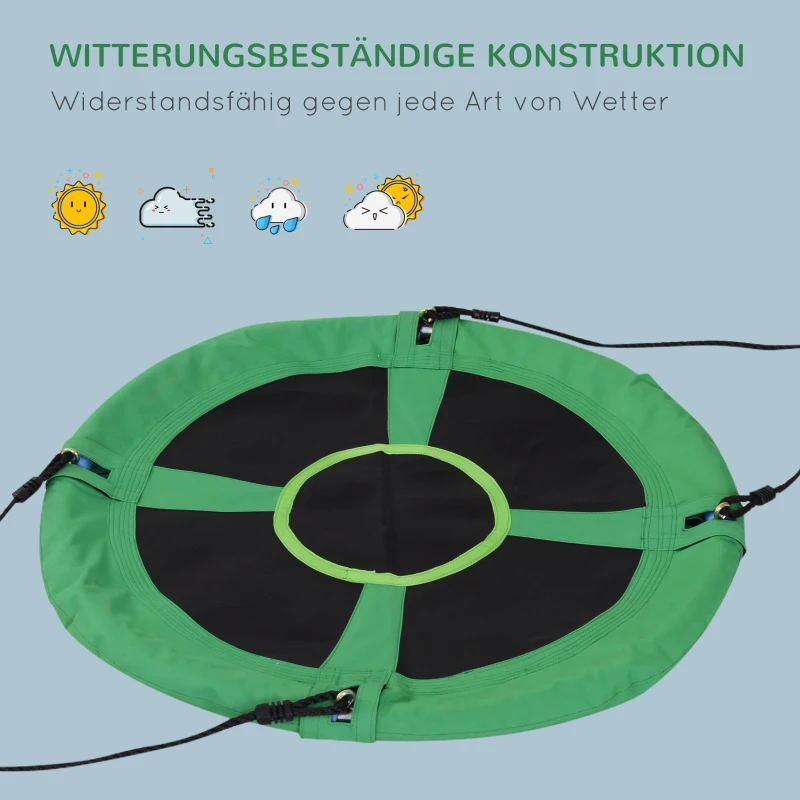 HOMCOM Nestschaukel für Kinder, Kinderschaukel, Outdoor, Grün + Schwarz