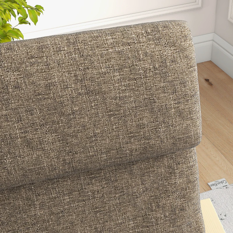 HOMCOM Fauteuil in linnenlook met hoofdsteun en armleuningen, houten frame, bruin+ naturel