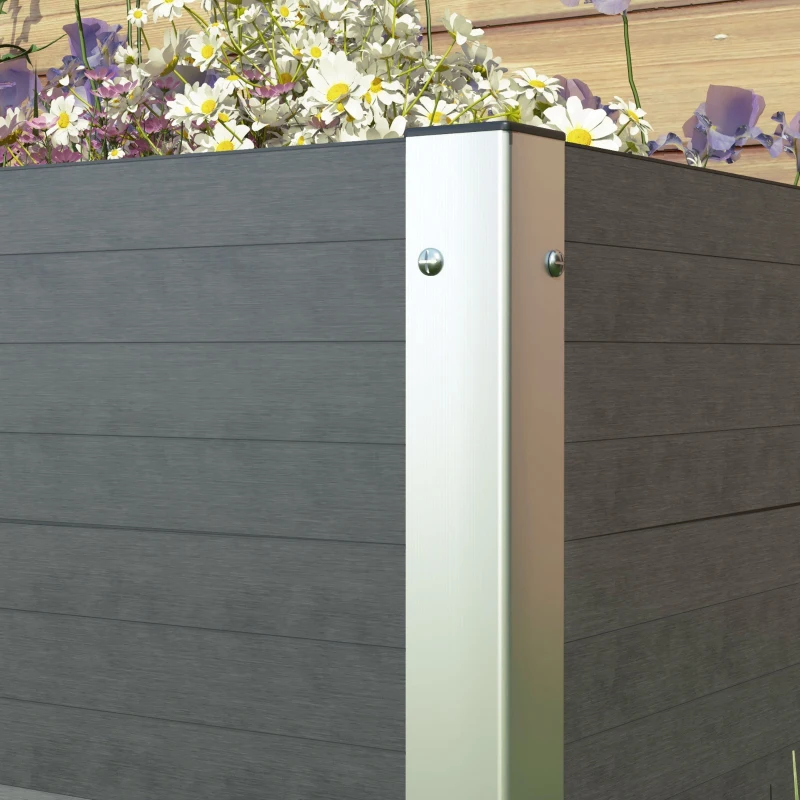 Outsunny Houten Tuinbed Kruidentuin, Weerbestendig, Open Bodem, 60 x 60 x 30 cm, Donkergrijs