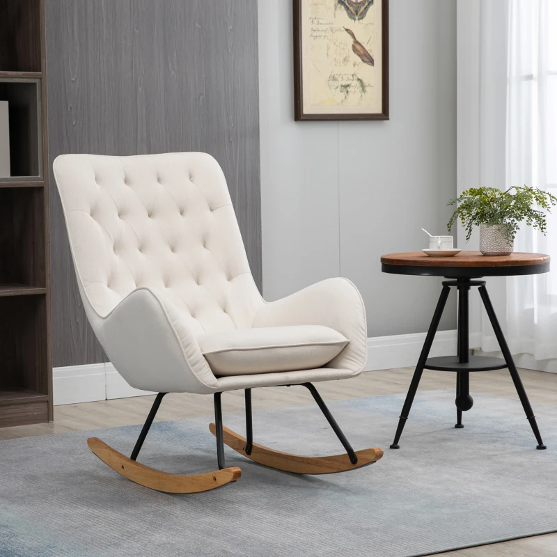 HOMCOM Fotel bujany w skandynawskim stylu