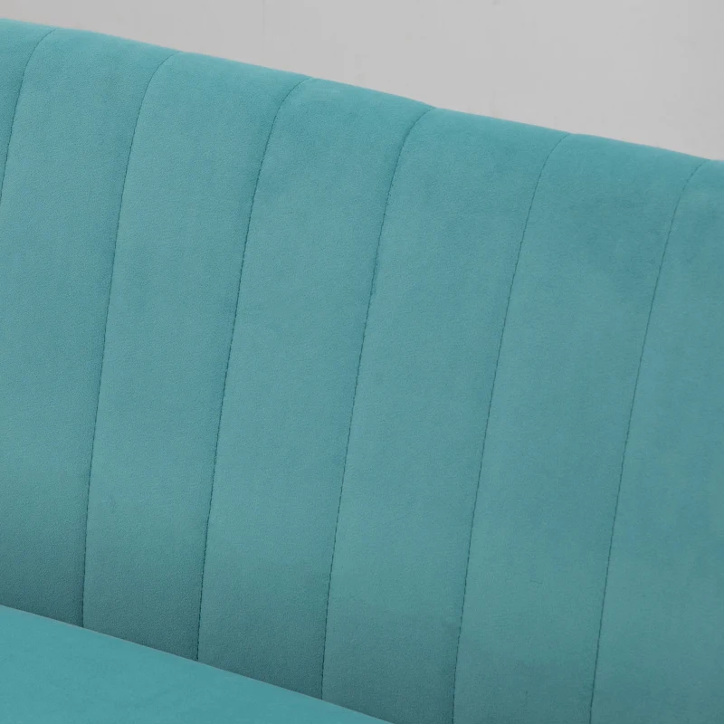 HOMCOM Sofa Retrodesign 2-zitsbank, houten poten, 117 cm x 56,5 cm x 77 cm, Groente(m-7)