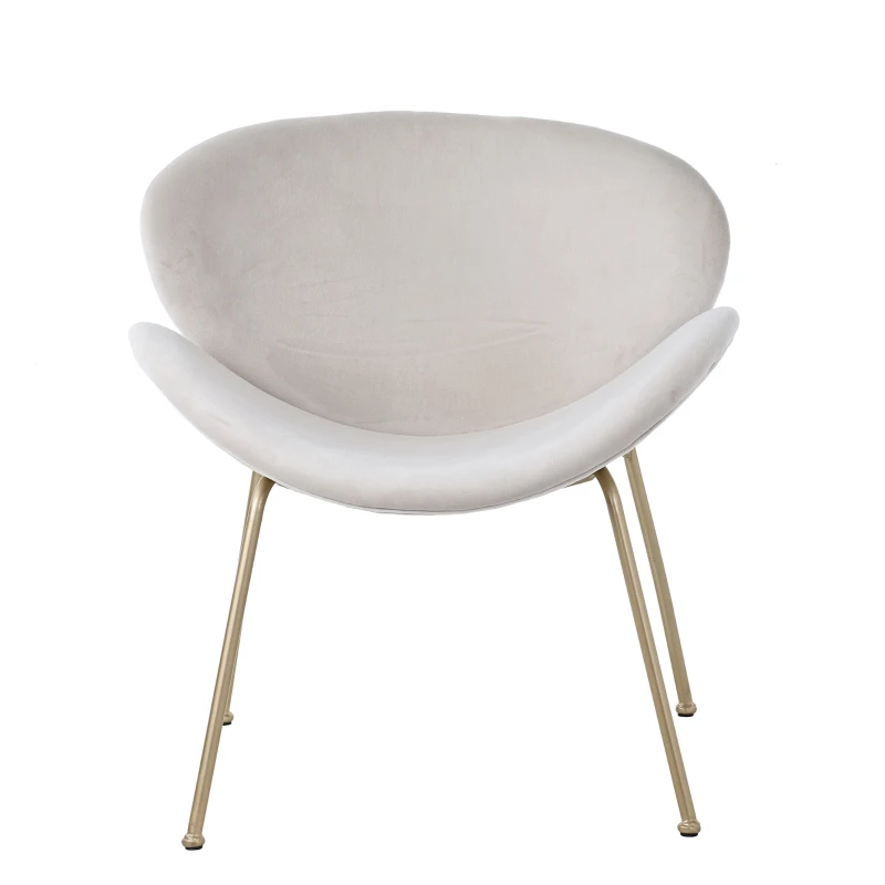 Set di 2 Sedie Imbottite in tessuto effetto velluto con Gambe in Metallo Dorato, Beige