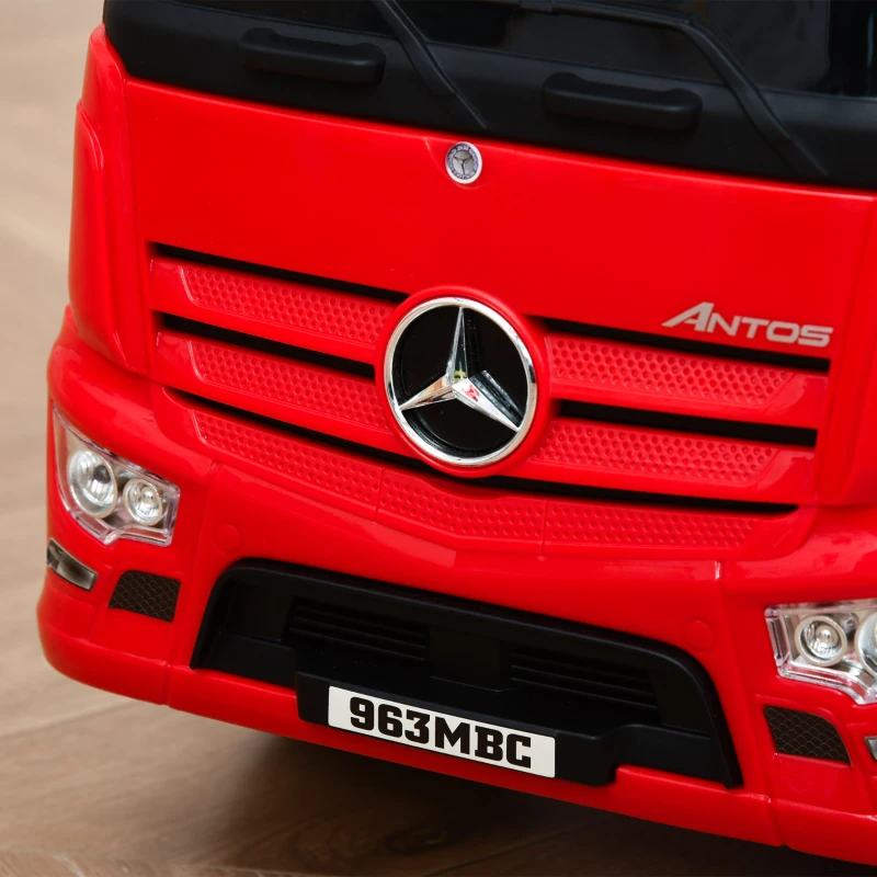 HOMCOM jeździk autko jeździk dziecięcy pojazd dziecięcy na licencji Mercedes w stylu ciężarówki ANTOS ze światłami dla dzieci w wieku od 12 do 36 miesięcy metal tworzywo sztuczne PP kolor biały + czarny 62,5x28,5x45 cm
