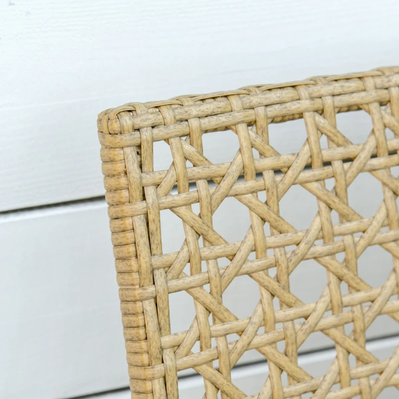 Outsunny Rattan-Schaukelstuhl Bistroset für 2 Personen 2 Stühle 1 Tisch mit Kissen Natur+Grau