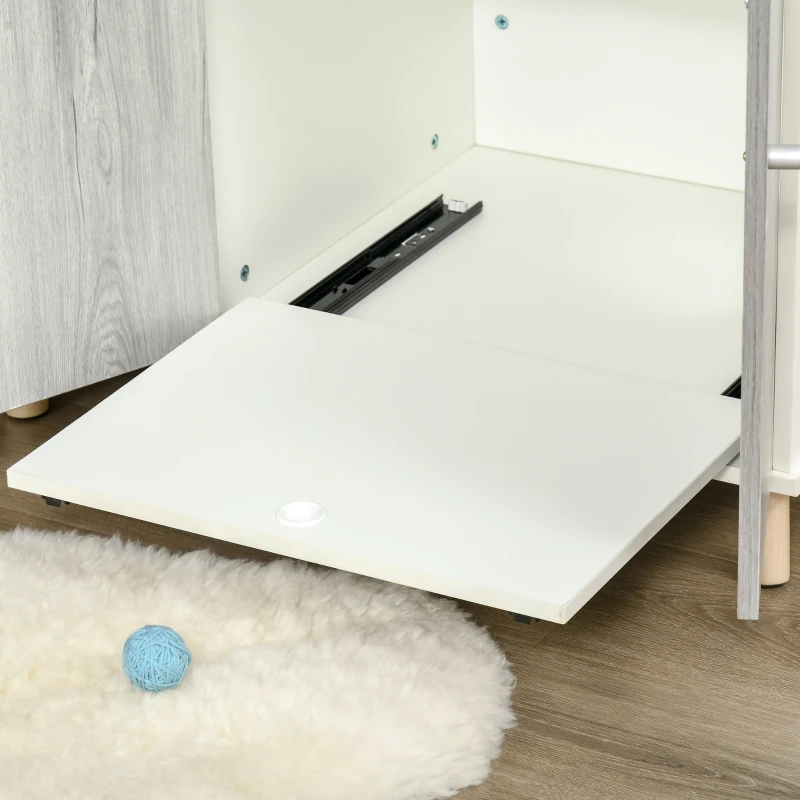 PawHut Katzenschrank für Katzentoilette Katzenklo Katzenhaus Katzenbett mit Türen Ausziehplatte 60 x 55 x 62,5 cm