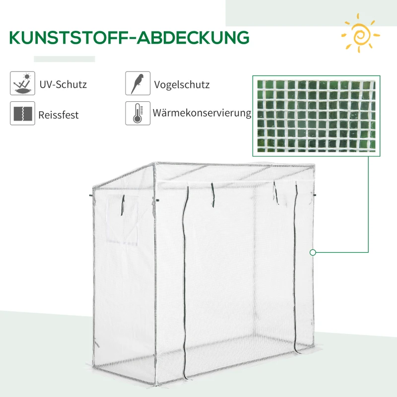Outsunny Gewächshaus Treibhaus Tomatenhaus mit 2 Fenstern Frühbeet 200x73x168cm Weiß