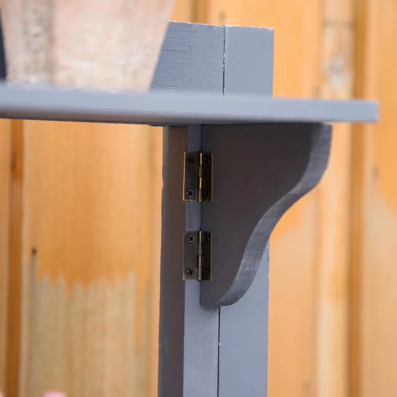 Outsunny Pflanztisch Gärtnertisch aus Holz mit 2 Schubladen Ablagen Gitterwand Holzpflanztisch für Garten Terrasse Grau 105 x 42 x 141,5 cm