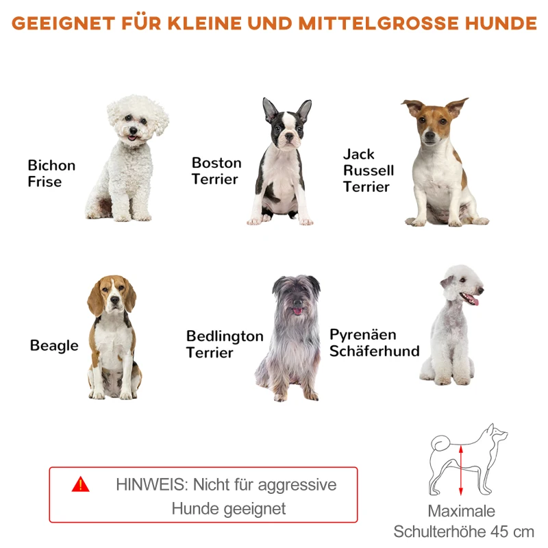 PawHut Hondenhek, traphek, 180 cm hoog, verstelbaar in hoogte, grijs + zwart(m-7)