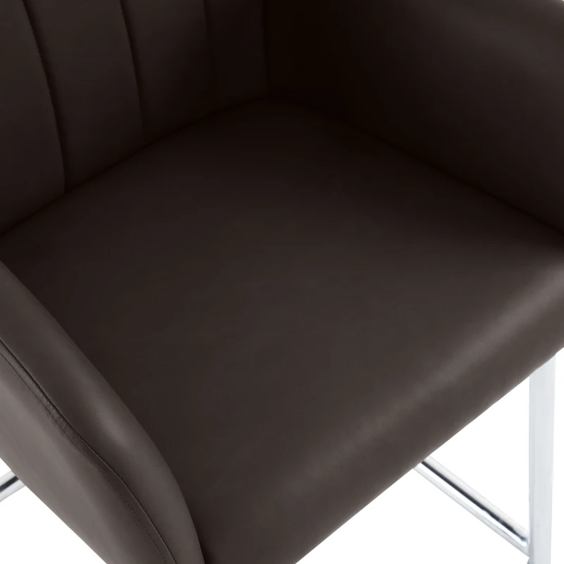 Set di 2 Sedie da Pranzo Moderne in finta pelle con Seduta Imbottita e Gambe Metalliche, 43x55x83cm, Marrone scuro