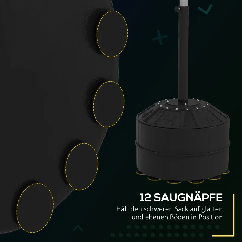 SPORTNOW Bokszak met reflexstang, verstelbaar in hoogte 160-205 cm, vulbare basis, inclusief luchtpomp, zwart(m-6)