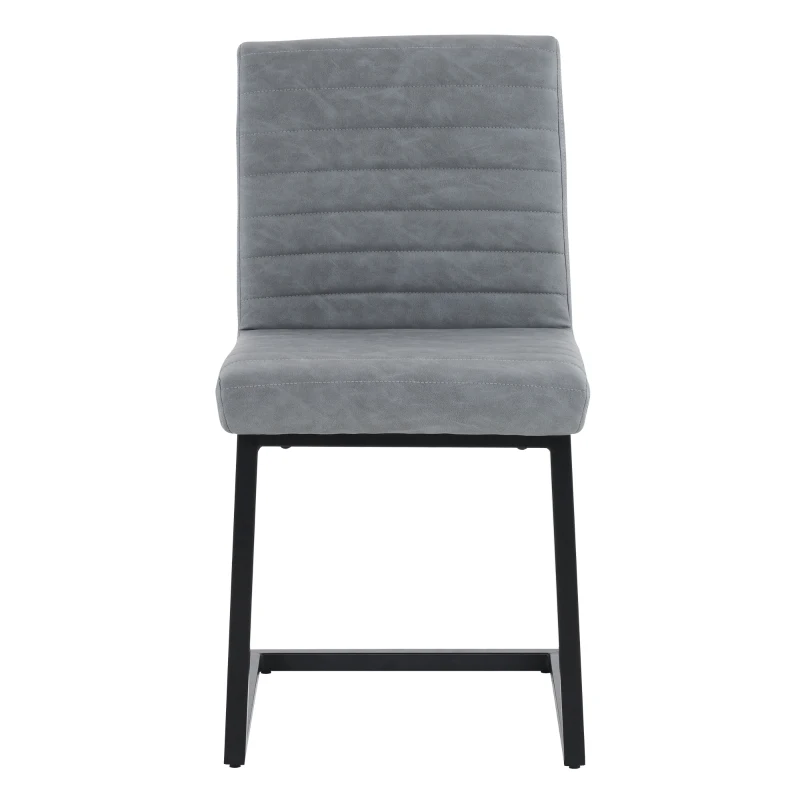 Juego de 2 Sillas de Comedor Modernas con Asiento Acolchado Patas Metálicas en Zigzag de Cuero Sintético Gris Claro