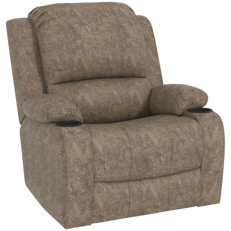 HOMCOM Relaxstoel met voetensteun en ligfunctie, inclusief bekerhouder, tv-stoel, 87 cm x 95 cm x 102 cm, Donkerbruin