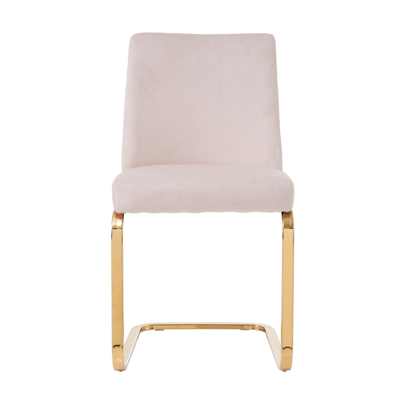 Set di 2 Sedie Imbottite in tessuto effetto velluto con Design a Diamante sul Retro, Beige