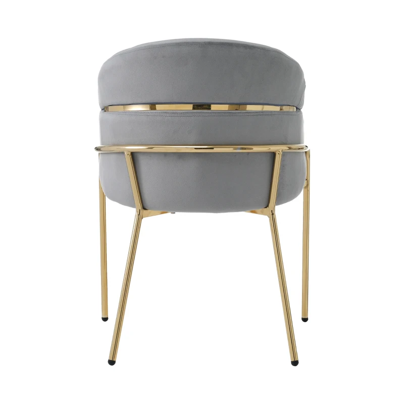 Set di 2 Sedie Moderne Imbottite in tessuto effetto velluto con Gambe in Metallo, Grigio