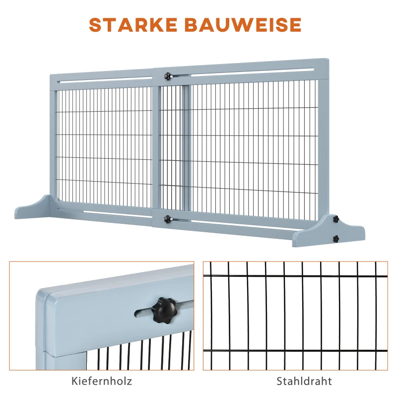 PawHut Hondenhek, traphek, 180 cm hoog, verstelbaar in hoogte, grijs + zwart(m-6)