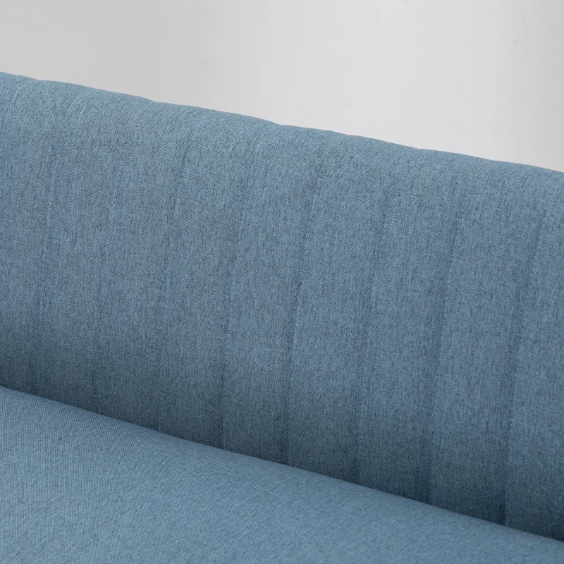 HOMCOM Sofa Retrodesign 2-zitsbank, houten poten, 117 cm x 56,5 cm x 77 cm, Lichtblauw(m-9)