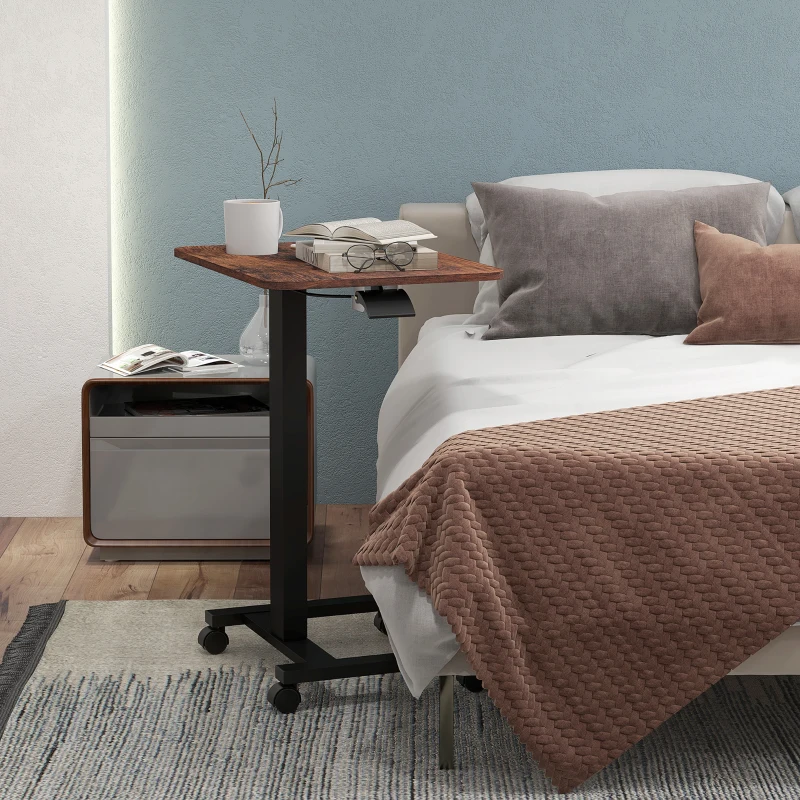 Vinsetto Stehpult Stehtisch, Laptoptisch, höhenverstellbar, 4 Rollen, 65 cm x 48 cm x 108 cm, Braun + Schwarz