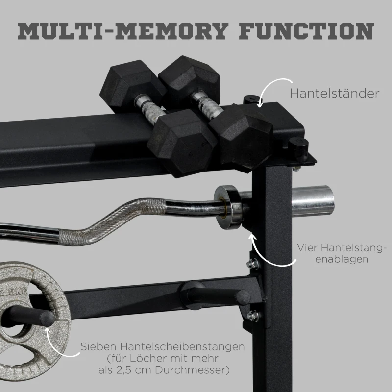 HOMCOM Hantelständer, für Hantelscheiben, Ablage für Stangen, bis 150 kg, Stahl, schwarz, 100 x 55 x 102cm