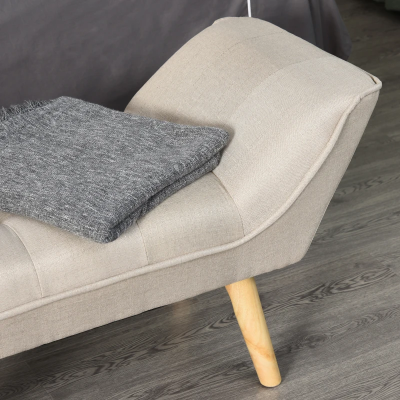 HOMCOM Polsterbank Sitzbank Schuhbank Pianobank Bettbank für Schlafzimmer Wohnzimmer, Leinen+Holz, Beige, 117x46x55cm