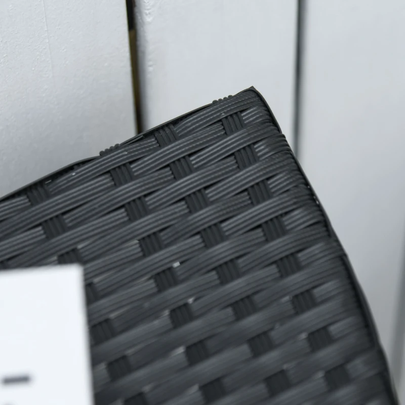 Outsunny® balkontafel tuintafel tuintafel halfrond poly-rotan + metaal zwart 100 x 50 x 74 cm | Aosom.de