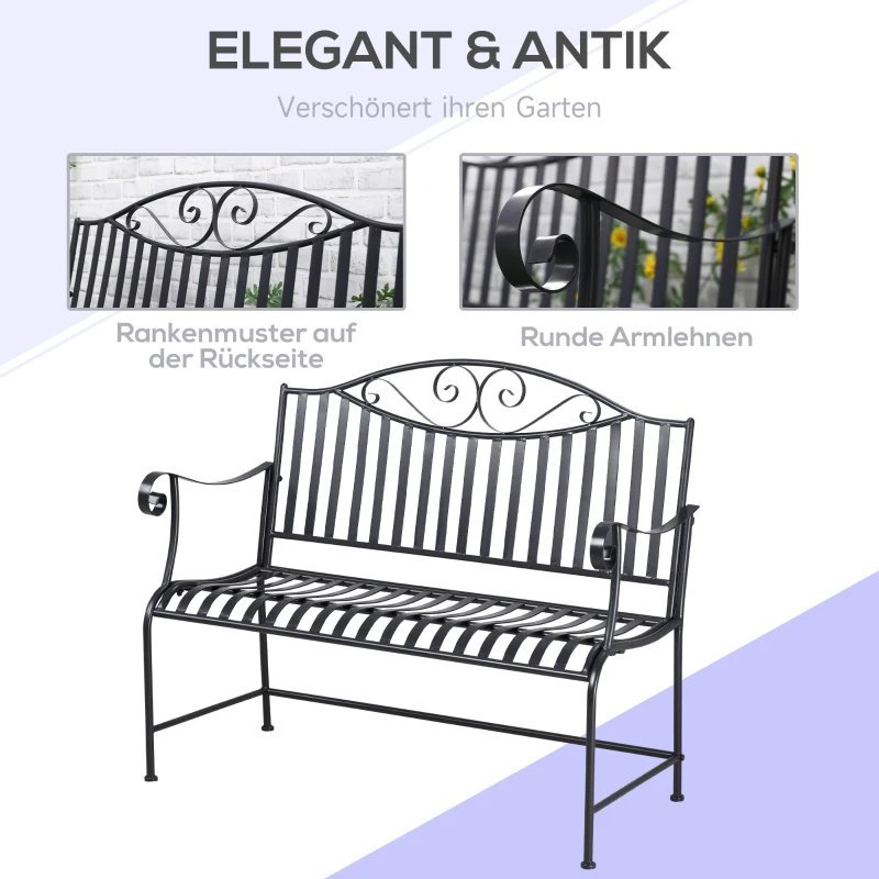 Outsunny tuinbank 2-zits met armleuningen voor tuinbalkon grijs