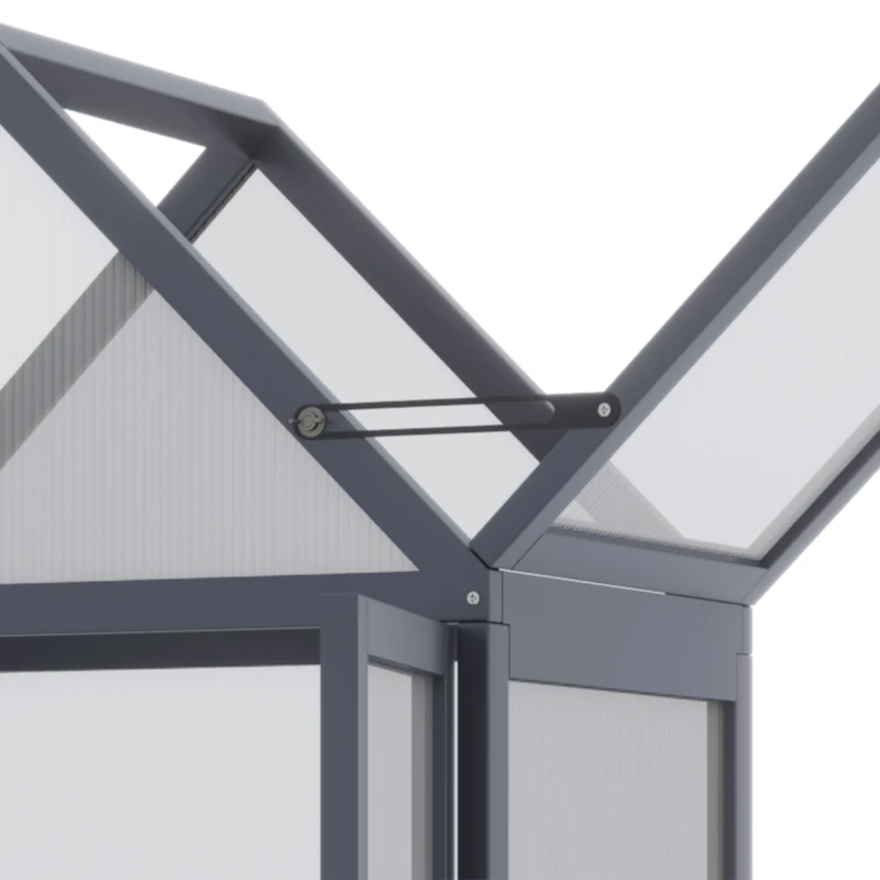 Outsunny kas met 3 planken, massief hout, behuizing van polycarbonaat, grijs, 70,5 x 42 x 132 cm(m-8)