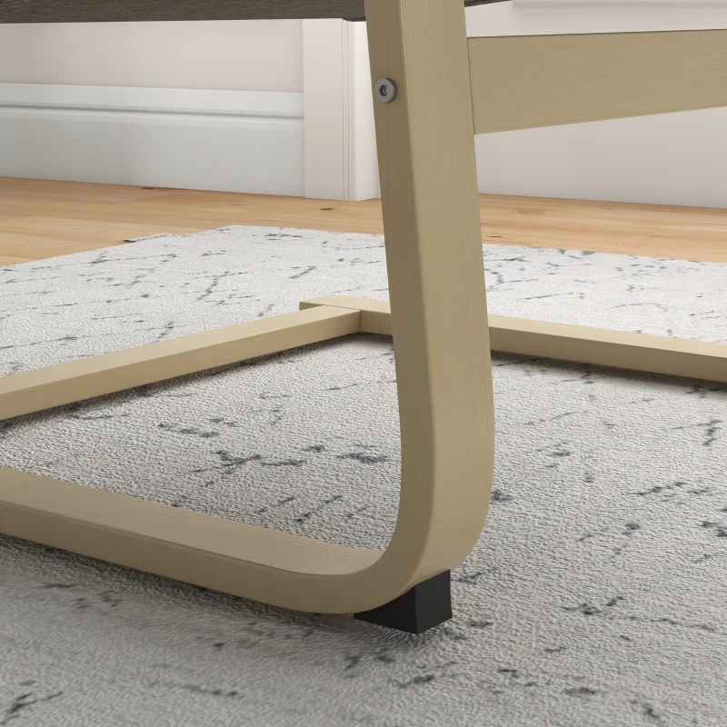 HOMCOM Fauteuil in linnenlook met hoofdsteun en armleuningen, houten frame, bruin+ naturel