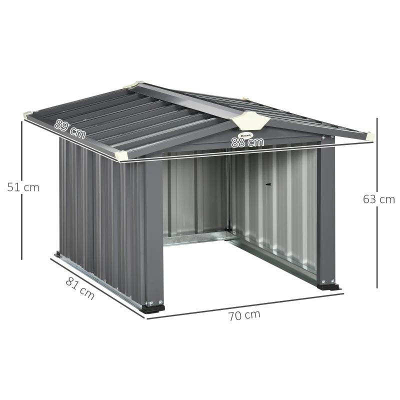 Outsunny Garage für Rasenmähroboter, Schutz vor Regen und Sonne, Stahl, schwarz, 88 x 89 x 63 cm